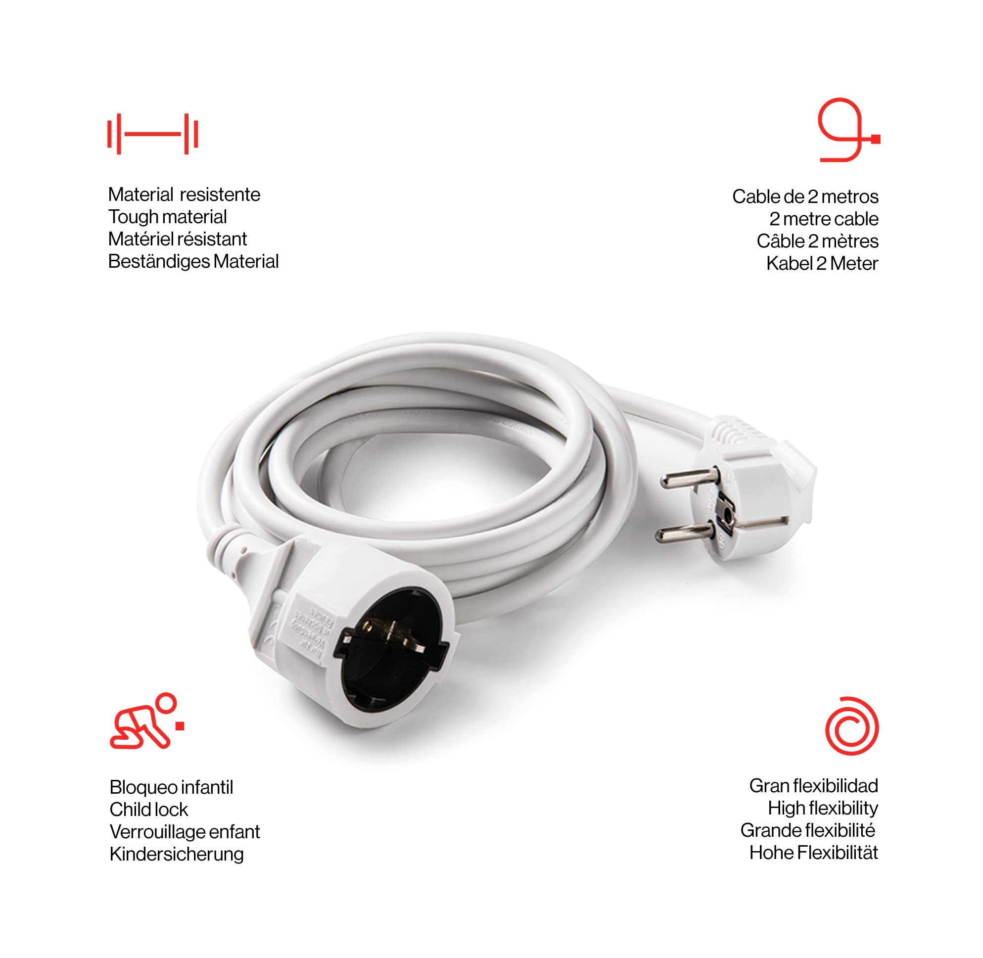 Alargador Eléctrico Philco XT53 3 Mts 6 Pos Blanco