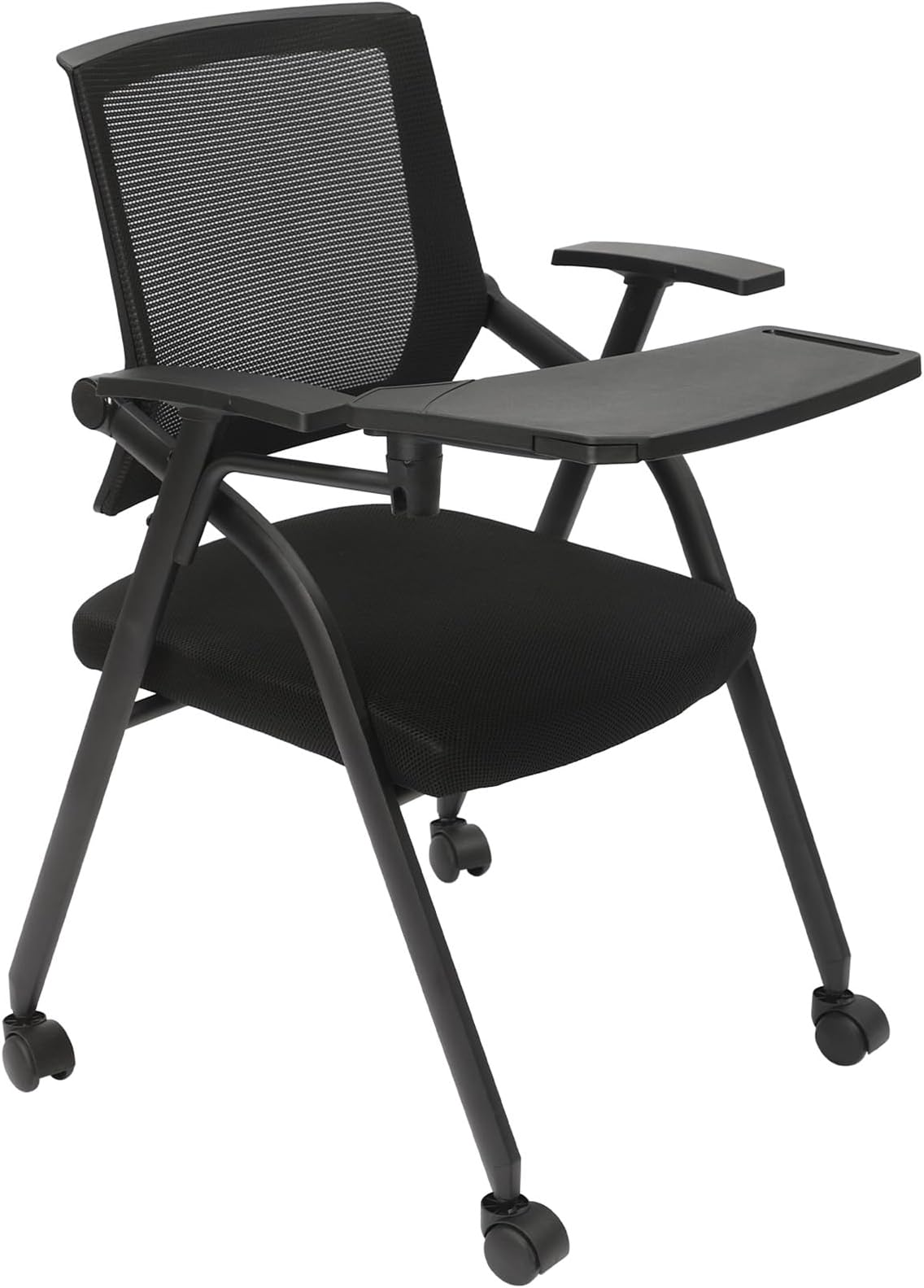 Stackable & Foldable Conference Room Chairs with Flip Up Table Wheels and Sliding Armrest Office Guest & Reception & Meeting Chair Supporting Up to 200 lbs
