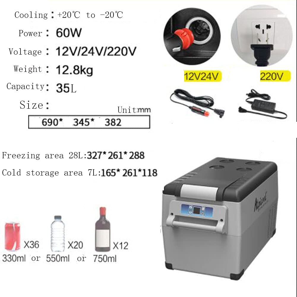 XIAOLIN Frigorifero per Auto da 12/24 Volt Frigorifero da 30l Frigorifero, da -20 ℃ A 20 ℃ Refrigeratore A Compressore Elettrico RV, Campeggio E Viaggi
