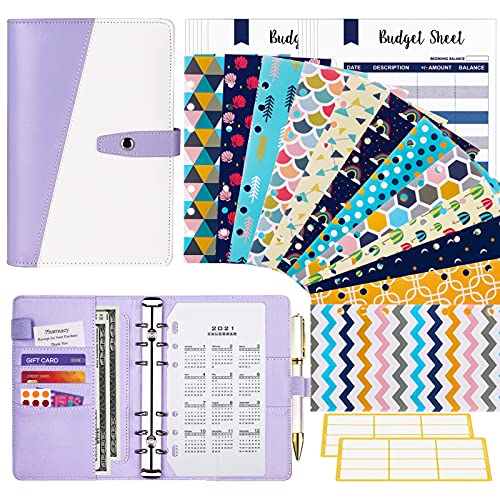 Budget Binder with Cash Envelopes, Cash Envelopes for Budgeting, A6 Binder with Budget Envelopes, Budget Binder Money Binder with Stylish Design and Unique Snap bucjke Closure(Purple, 28Pcs)