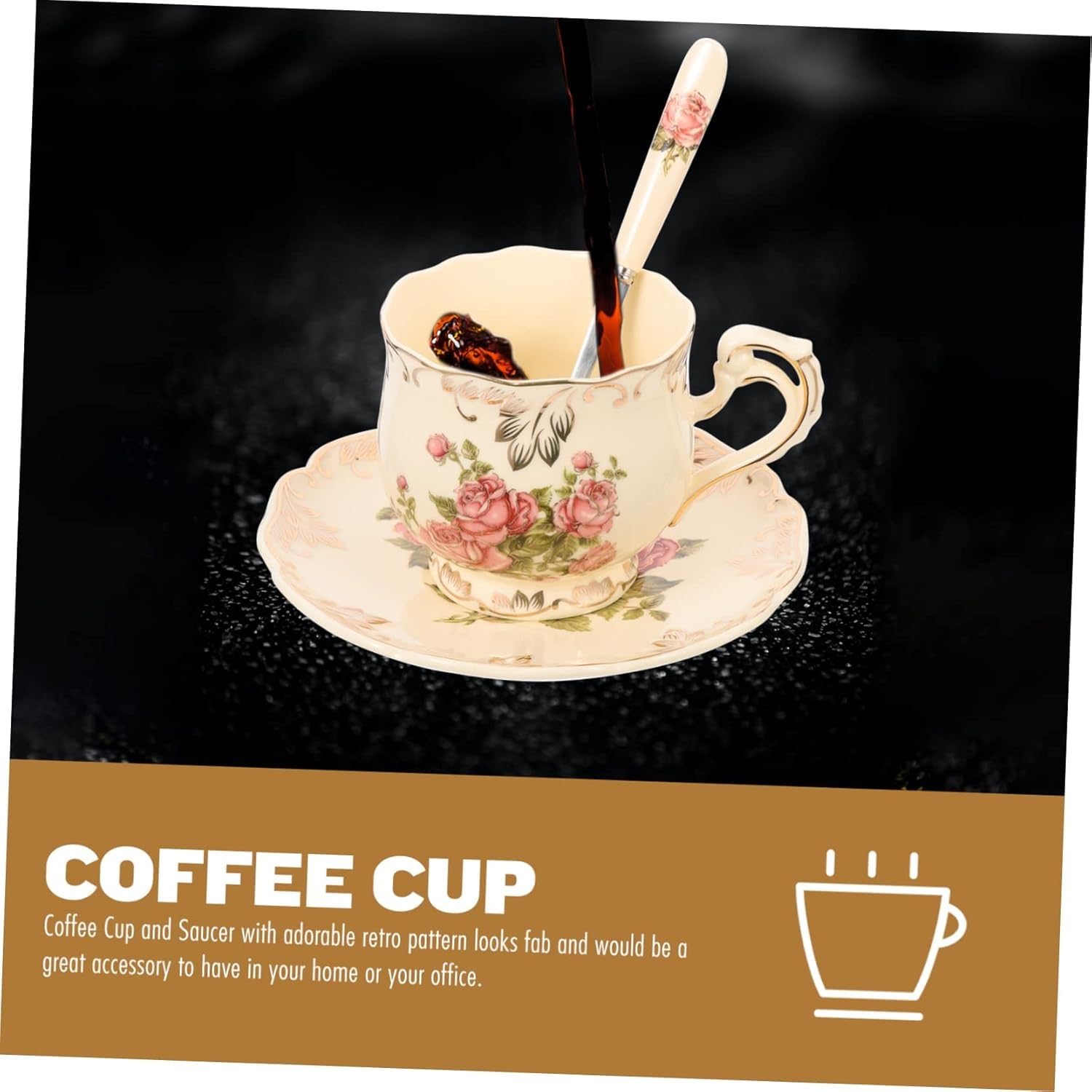 Kubek ceramiczny 2 zestawy Filiżanka do herbaty kwiatowej Ceramiczny kubek do mleka Szklane filiżanki do espresso Wystrój w stylu vintage Kubki do kawy z porcelany kostnej Filiżanka w kształcie serca