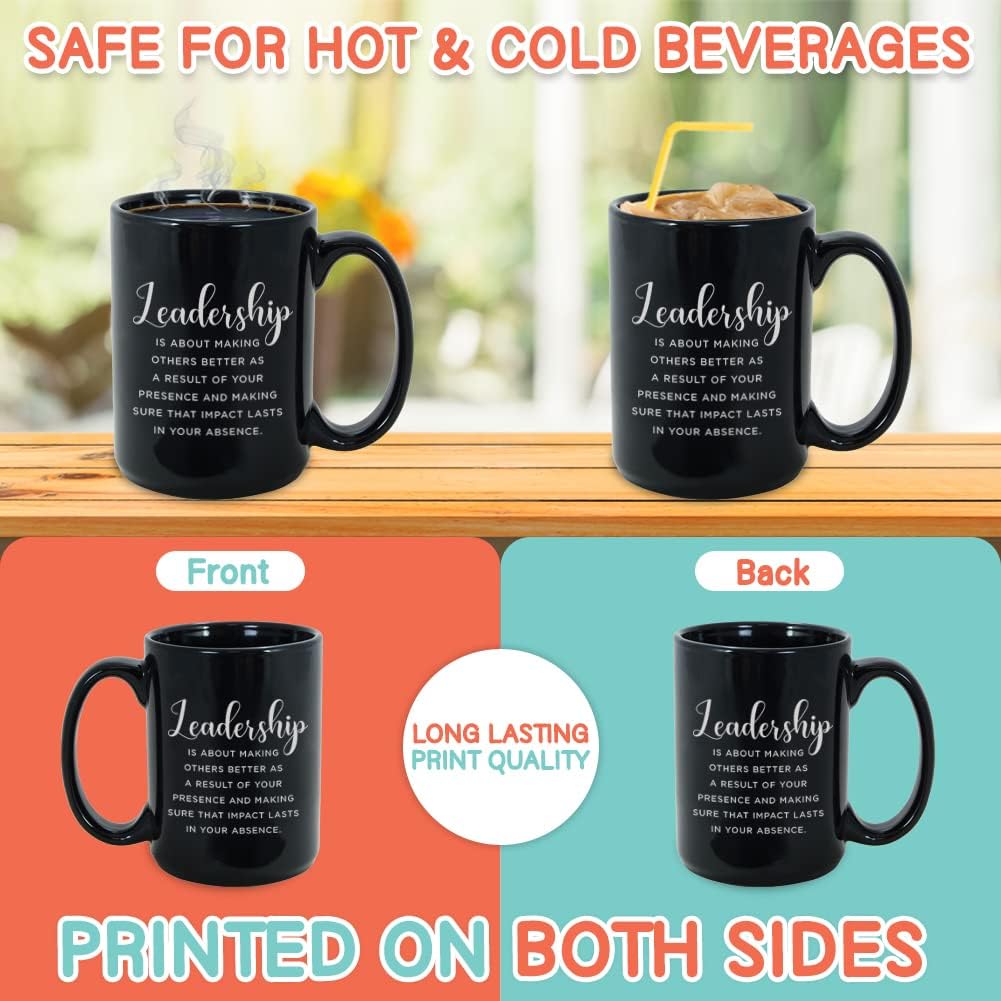 Bubble Hugs Leadership Set of 3 Coffee Mug 15oz Black Leadership Is About Inspirational Thank You Gift for Team Leader Boss Lady Mentor Director Asisstant Principal Administrator Coach - Image 3