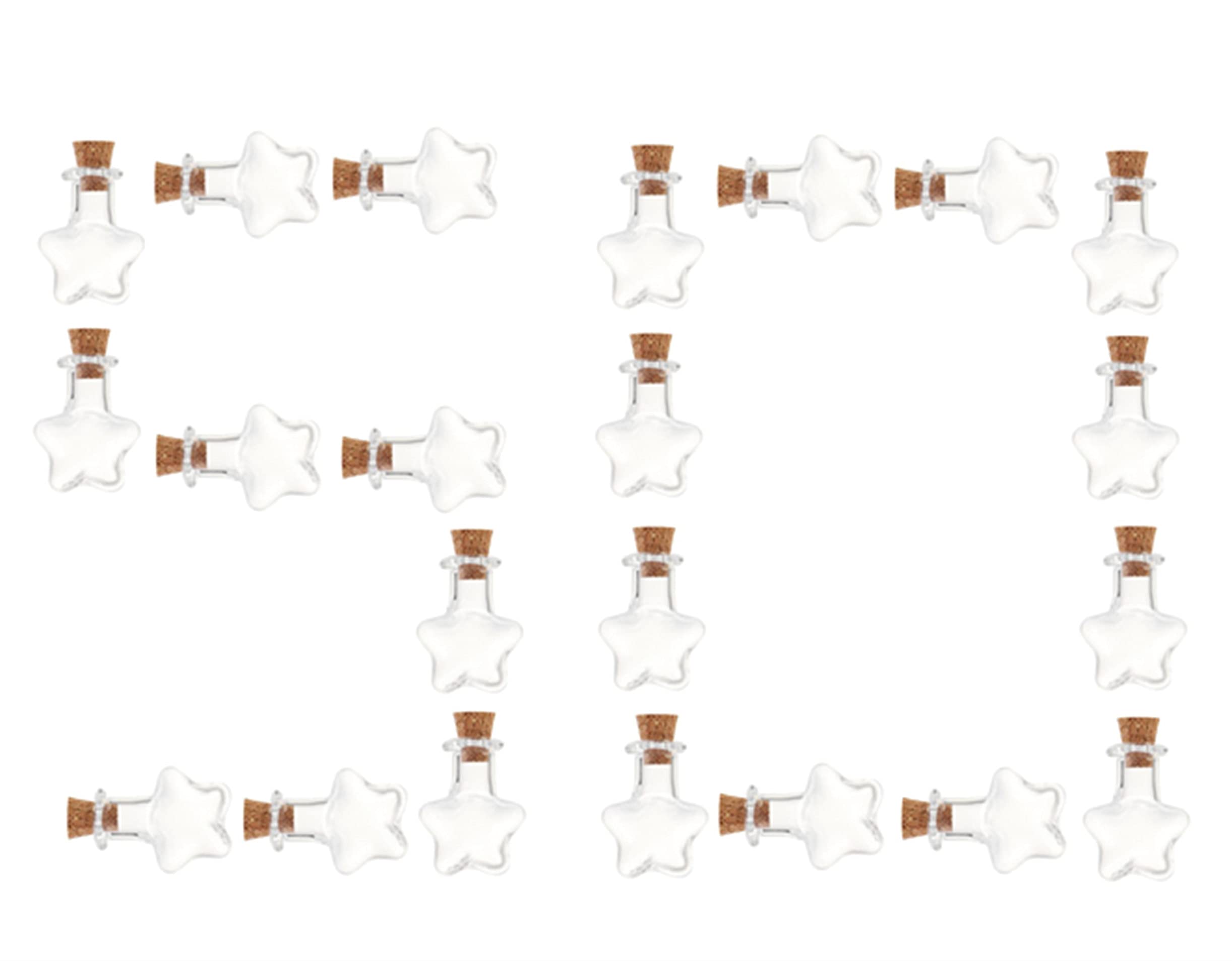 Small Mini Glass Bottles with Cork Stoppers Cute Star Shape Clear Tiny Glass Vials Wishing Drifting Bottle Corked Bottles for Party Wedding DIY Jewelry Making Miniature Altered Art,50 Pack