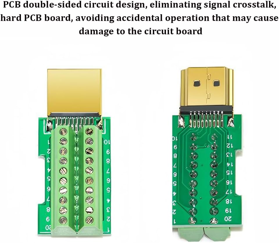 4PCS HDMI Solderless Male Adapter, Gold Plated Connector Breakout Board with Four Sizes of Tailpipes
