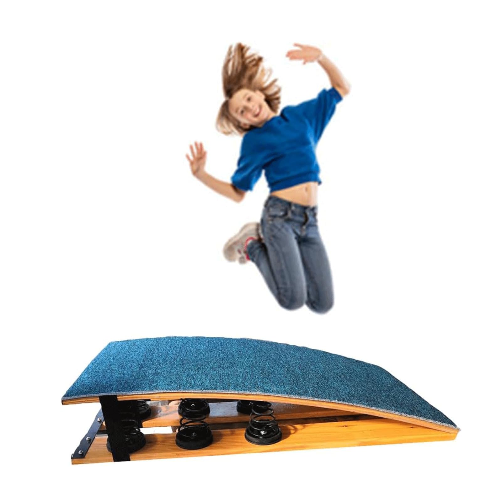 trampolina gimnastyczna, Trampolina gimnastyczna dla nastolatków, zakrzywiona deska sprężynowa ze stalową sprężyną i podkładką do skakania, odpowiednia szkół klubów sportowych(80 * 50cm)