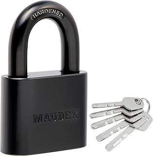 Maudex® PBK50 Allwetter-Schutz Schwerlast Vorhängeschloss mit 5 Schlüssel - 10 mm Schnittfester Standardbügel, Messingzylinder | Sicherheitsschloss für Außenschuppen, Tor, Lagerung & Mehr