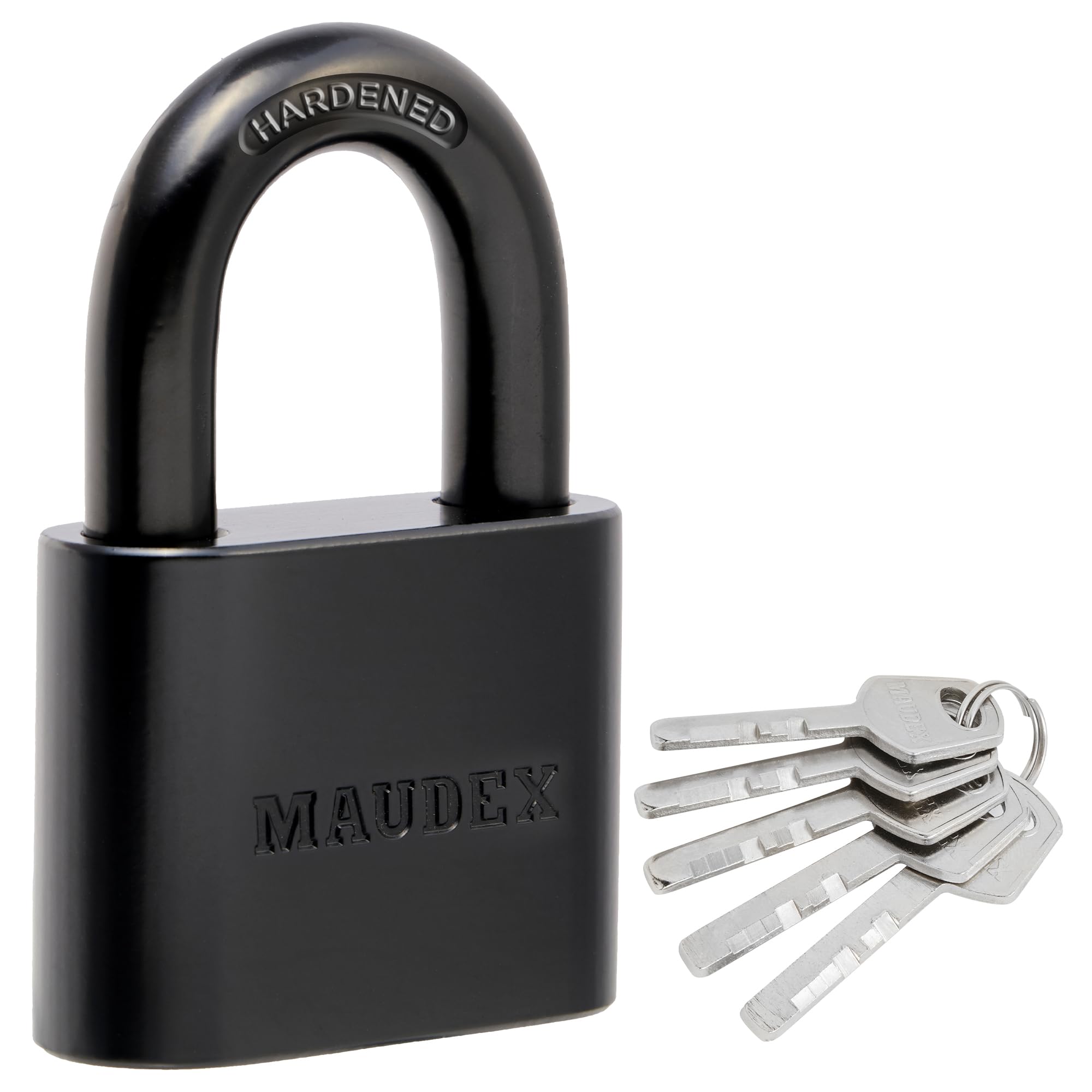 Maudex® PBK50 Cadenas Extérieur avec 5 Clés - Anse 10 mm Anse Résistante aux Coupures, Grand Corps Inox Étanche | Antivol de Qualité Résistant aux Intempéries pour Portail