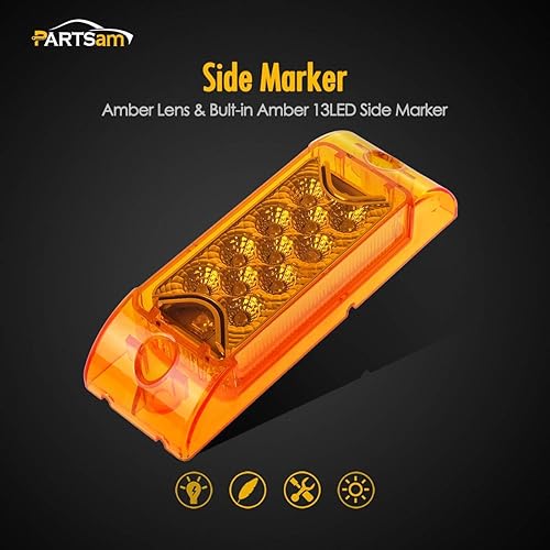 Miniatura 3 de Partsam 4 luces LED rectangulares de 6 x 2 pulgadas para remolque, luces direccionales, 13 luces LED rectangulares de 12 V para camión, remolque,