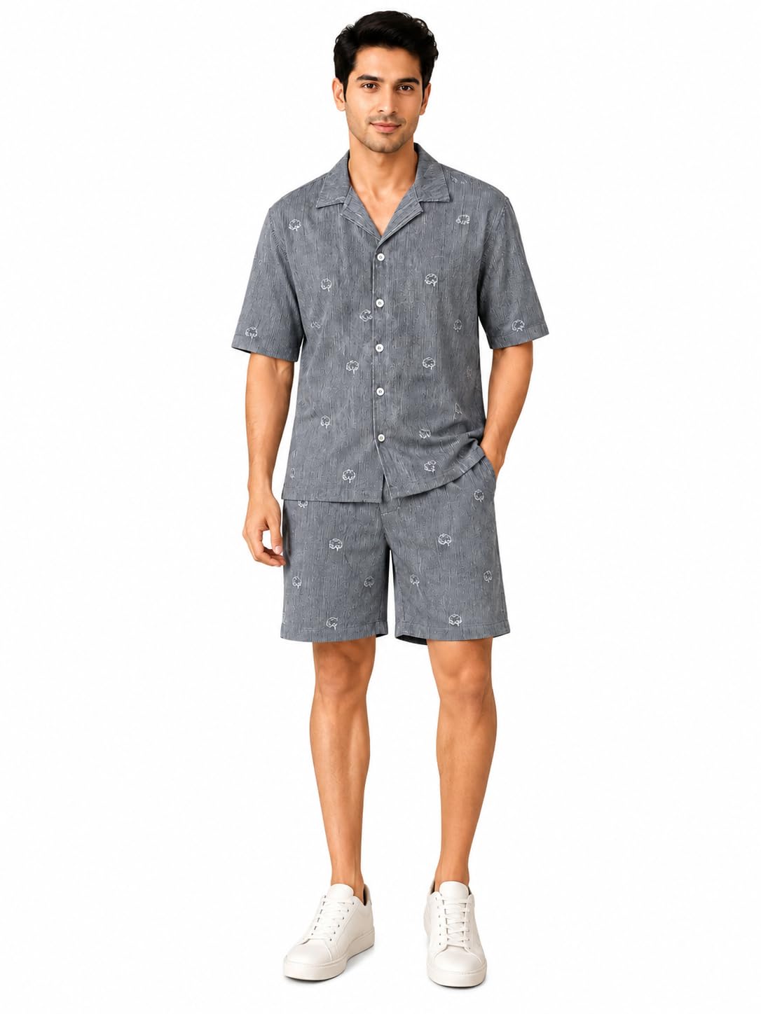 hautemoda Mens Co-ord Set, Relaxed Fit Shirt and Shorts Set for summers, Lounge wear-picture-19