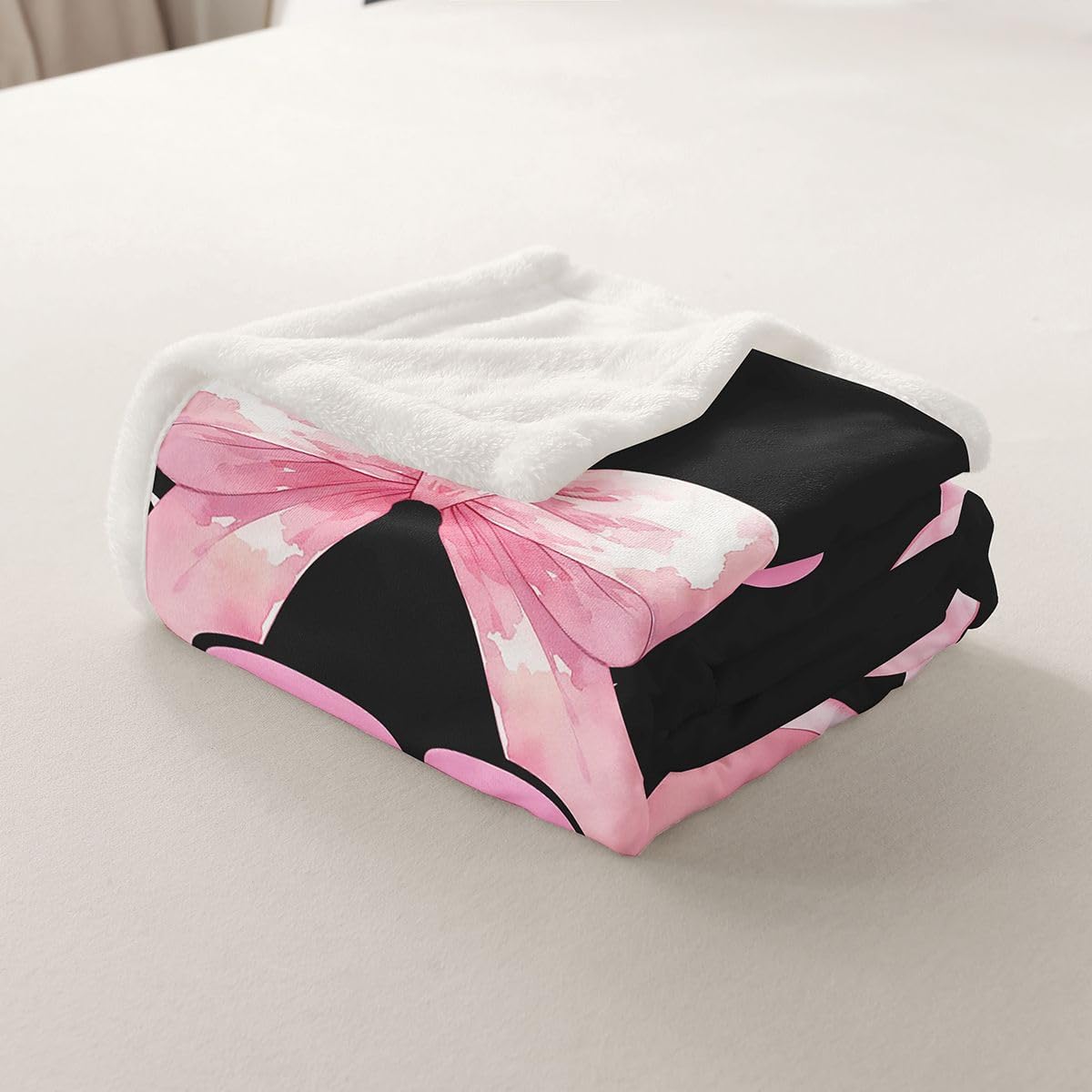 jejeloiu Cute Pink Bowknot Sherpa Blanket Plush Fuzzy Initial Letter X Fleece Throw Blanket Boys Girls Girly Bow for Bed Couch Chair Living Room Dreamy Princess Bedroom Decor Baby 30"x40"