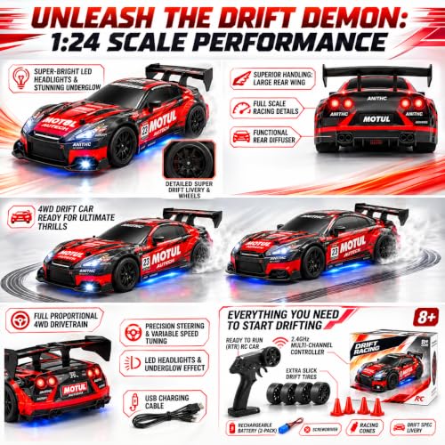 Flytek RC Drift Car 4x4 Red लाल - Image 8
