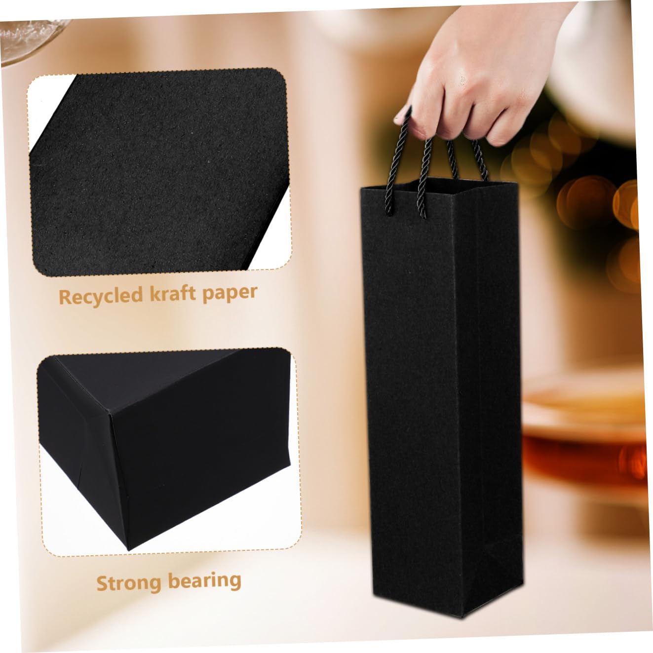 VALICLUD 9 Stück Weinflaschen-Taschen, Kraftpapier, Wein-Geschenktüten, Einzelhandelsbeutel für Party, Hochzeit, Einweihungsfeier, Geburtstag, Jahrestag, rot