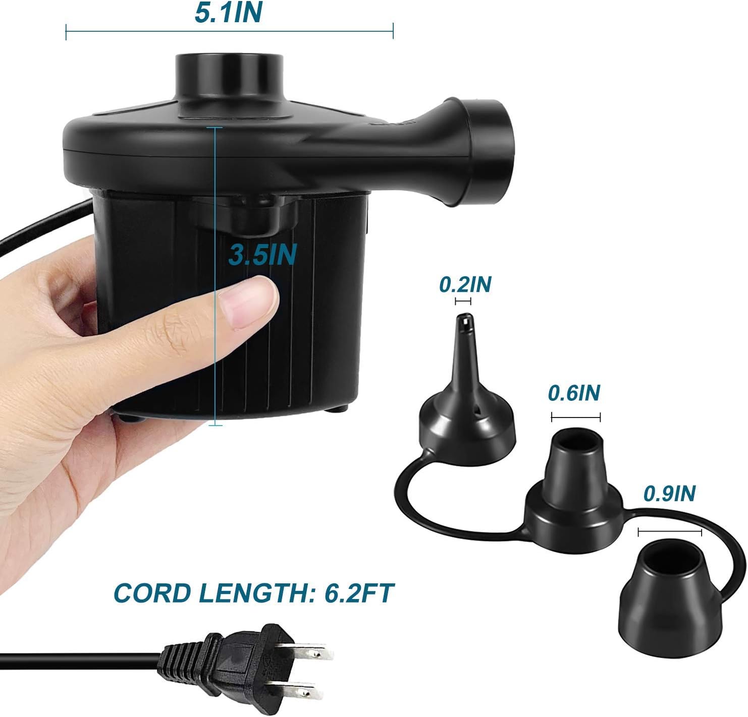Electric Air Pump for Inflatables Pool Air Pump Inflator Deflator for Pool Toy Raft Boat Air Bed Air Mattress Pump