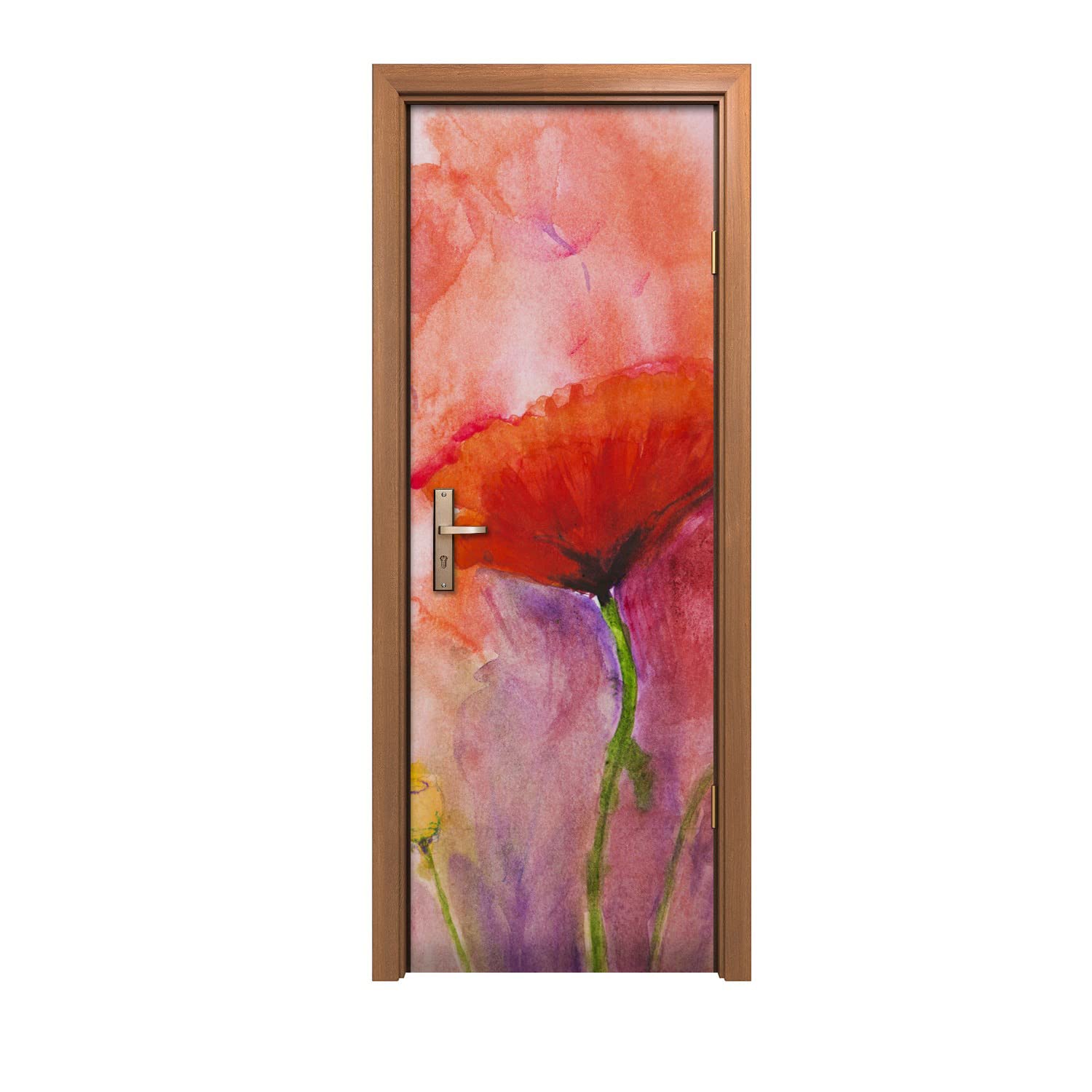 Autocollant de porte 70x200cm fleurs de coquelicots pour illuminer votre salon