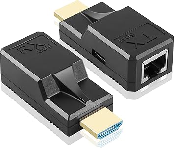 VOOCME HDMI to RJ45 60M Extender 1080P HDMI to RJ45 Cable Extender Converter with Type-C Charging Cable for Computers, Laptops, Set-Top Boxes, TVS, Projectors, etc (60M HDMI Extender Connector)