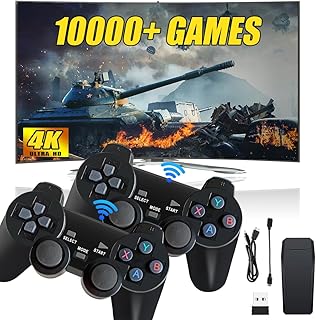 AVCXEC Retro HDMI Video Game Console with 2.4G Dual Wireless Controllers & 4k Game Stick, 64G 10000+ Retro Games, Plug and Play Video Game, 9 Classic Emulators for TV, TV 4K HDMI Output Gifts for Kids
