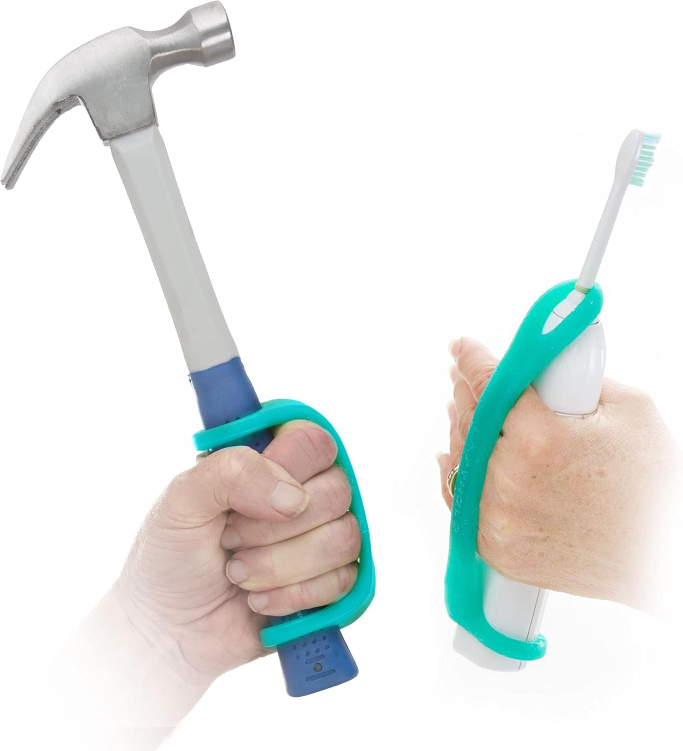 EazyHold Aqua Silicone Adaptive Aid, Universal Cuff Hand Grip Assistive Device for Rehab