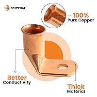 Vista 44 de SELTERM - 2 terminales de anillo resistentes para cable de batería, calibre 4 AWG, pernos de 3/8 pulgadas, terminales de calibre 4, ojales de cobre
