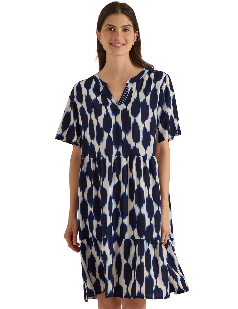 Cecil Damen 1409488 Knielanges Kleid mit Split Neck und Struktur (1er Pack)