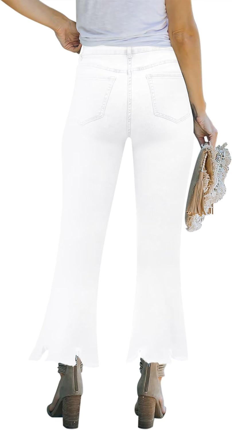Women's High Waisted Crop Flare Jeans for Women Cropped Bell Bottom Jeans for Women Bootcut Denim Pants with Live Hem - Image 5