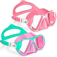 Vista 15 de Freela Paquete de 2 gafas de natación para niños y niñas de 3 a 14 años, lente de vidrio templado de 180° HD con cubierta de nariz para piscina