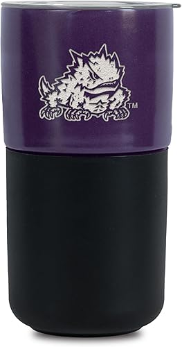 Miniatura 154 de Rico Industries NCAA Miami of Ohio Redhawks - Vaso de cerámica de 16 onzas con agarre de silicona, grabado láser profundo, diseño de color negro