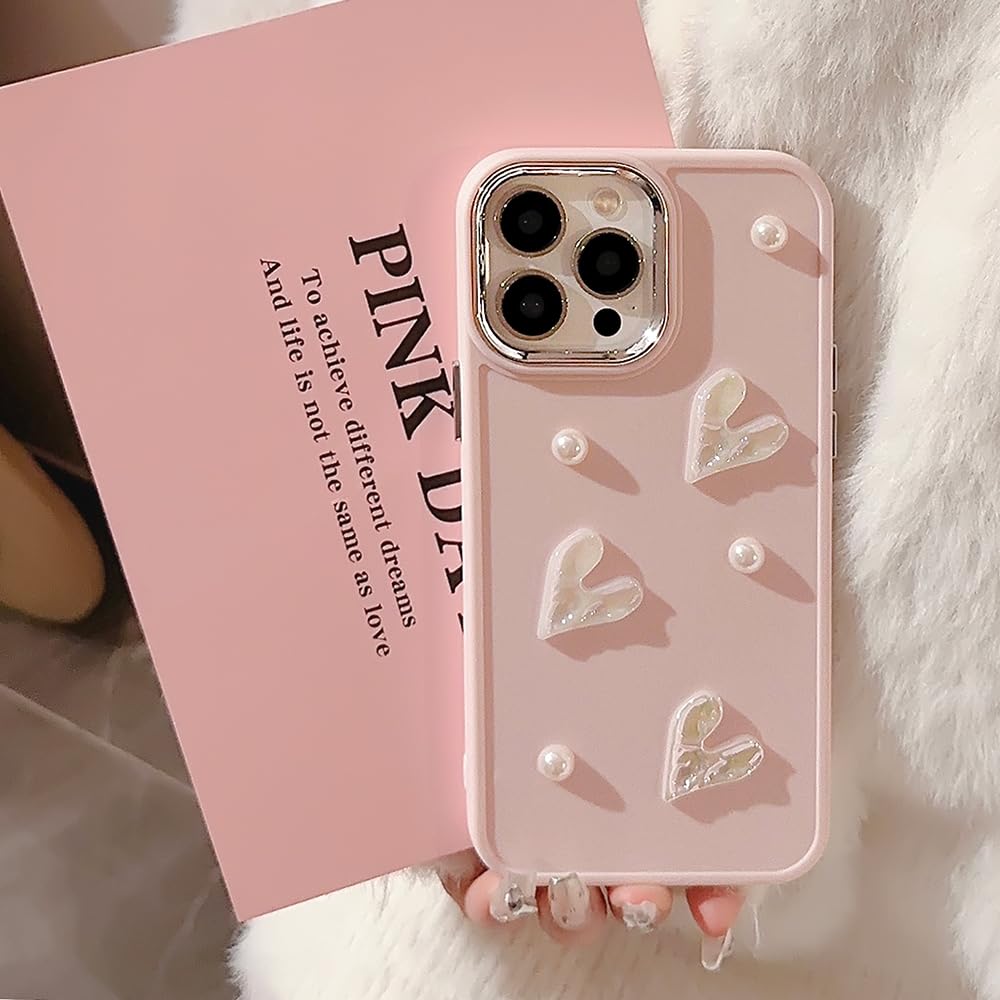 LSOUGUK Compatible with iPhone 11 Case for Girls Women,Cute 3D Love Heart Pearl Design Protection Case Fashion Slim Soft TPU Shockproof Protective Cover for iPhone 11-Pink - Image 2