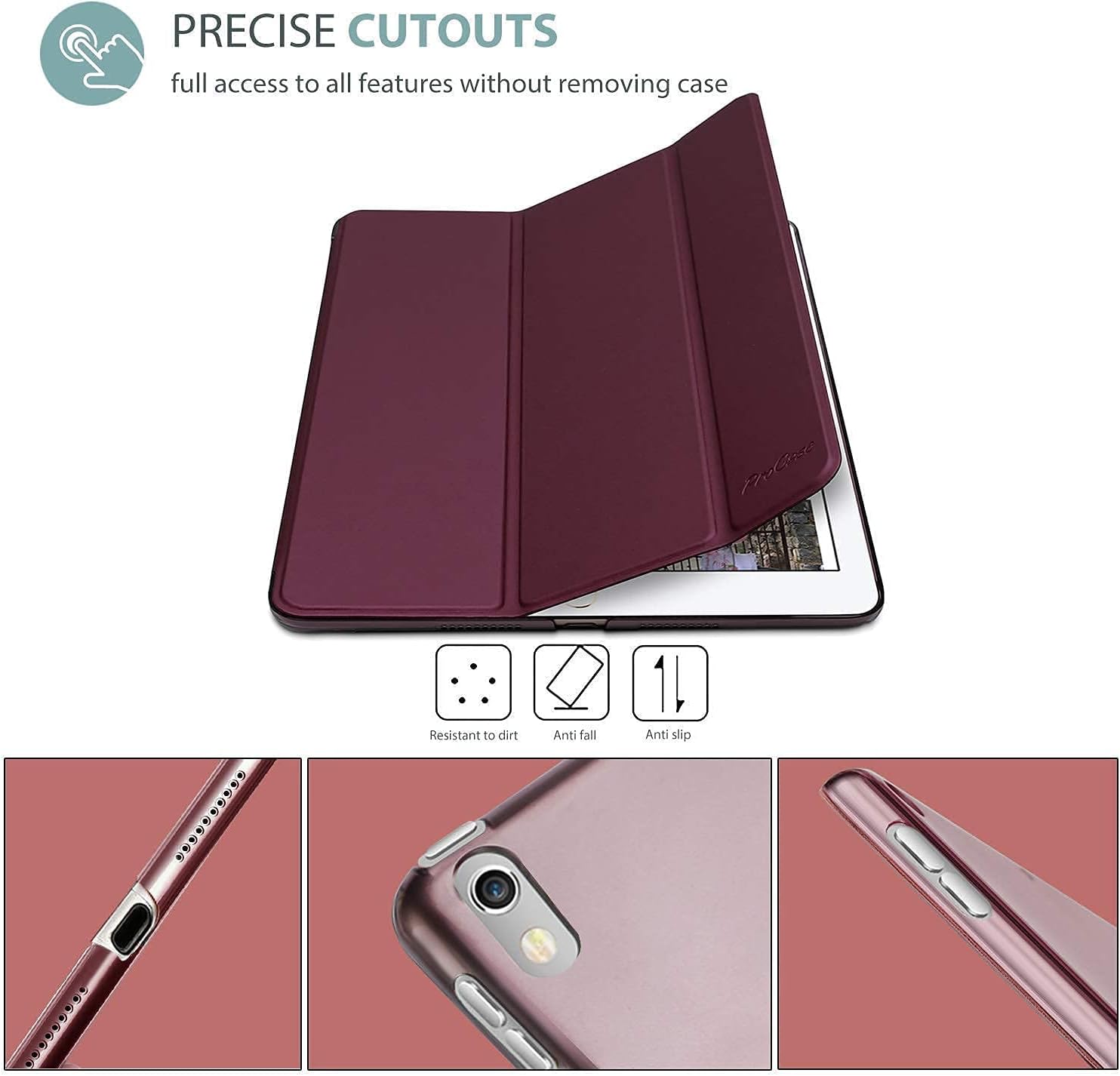 ProCase iPad Air 3 10.5" 2019 / iPad Pro 10.5" 2017 Wine Slim Hard Shell Case Bundle with Tempered Glass Screen Protector