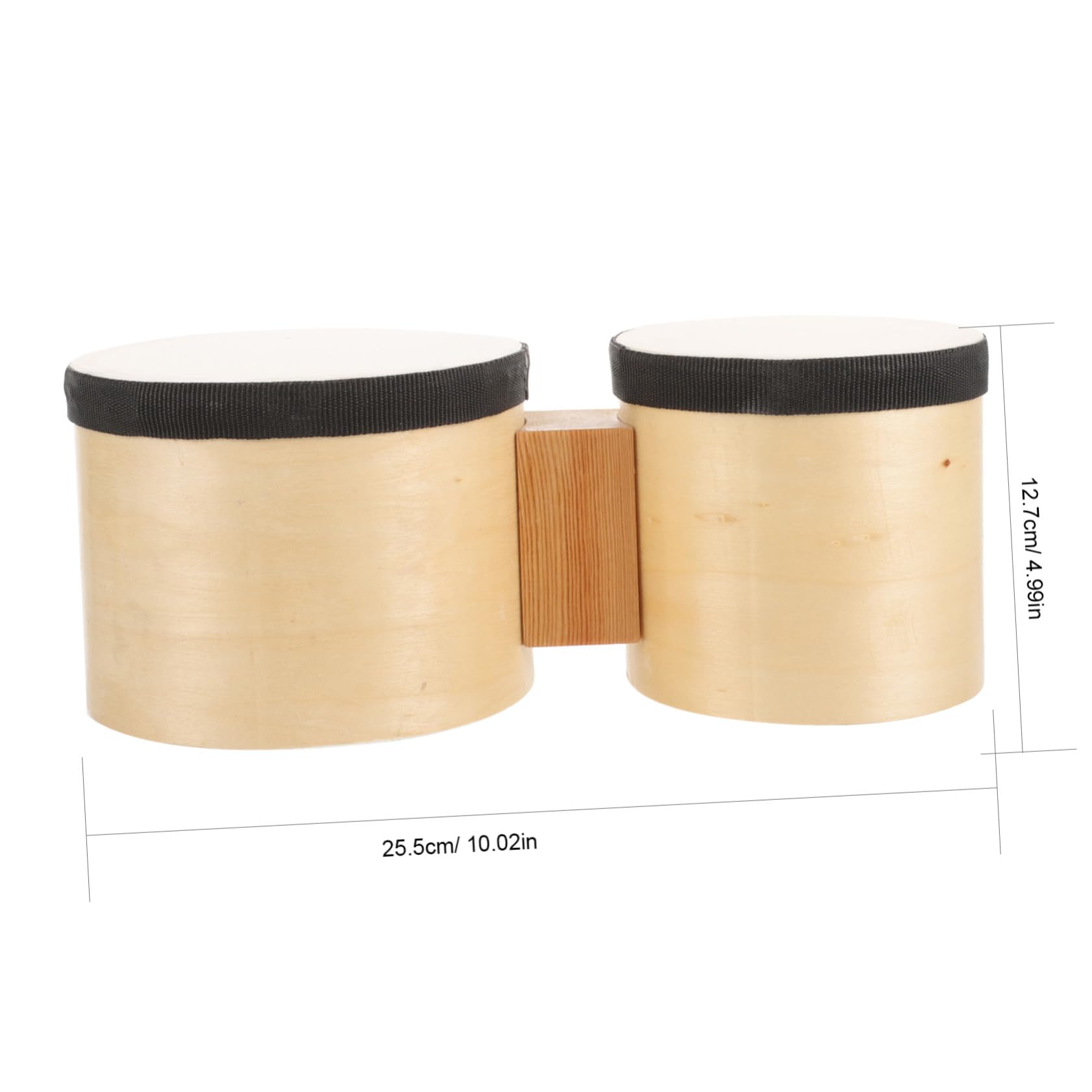 Bongó de Percusión de Madera Beige para Educación Temprana, 4 y 5 Pulgadas