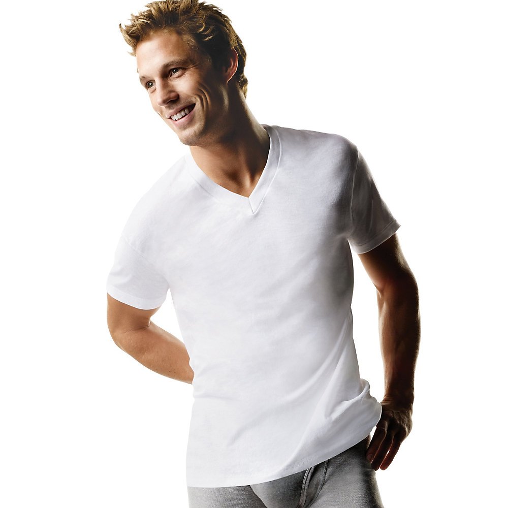 Hanesmens Tagless Cotton V-neck Undershirt, Multipack