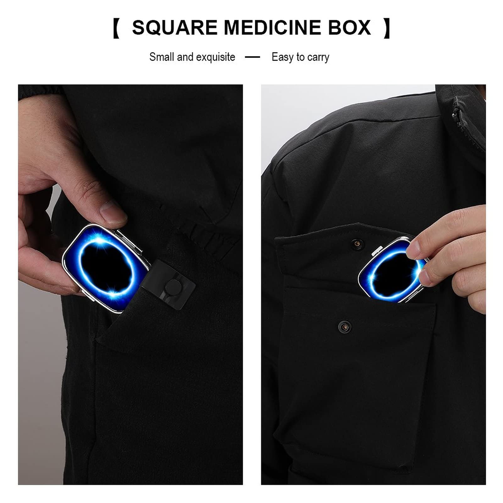 Pilulier En Métal À 2 Compartiments Ouverture Bleue Pour Médicaments, Vitamines, Voyages En Plein Air (Divers Motifs)