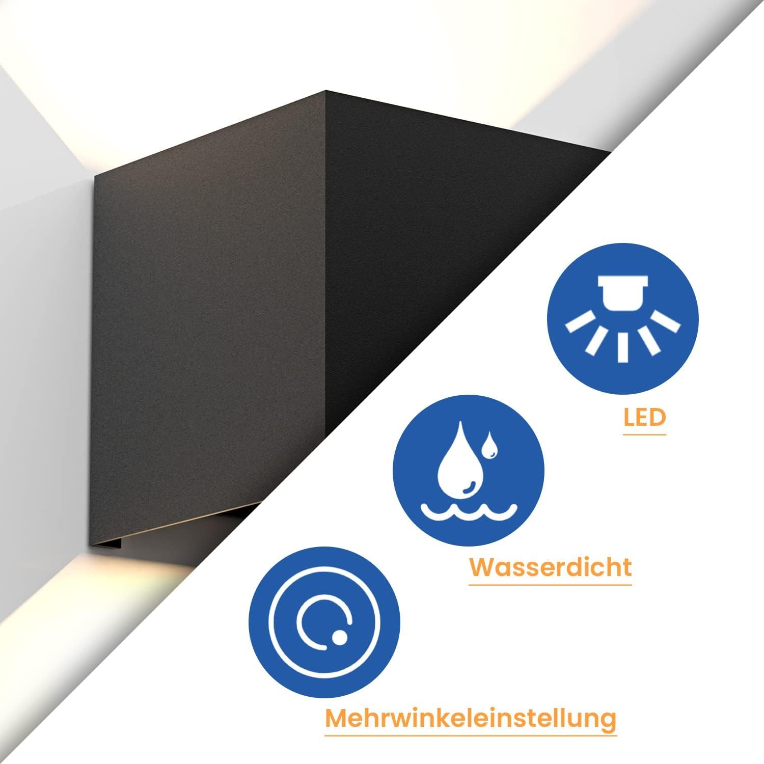 Homefire LED Wandleuchte Innen Wandlampe 4ER Außenwandleuchten Schwarz | Wandbeleuchtung Aussen 5W Aussenlampe Up Down Wandstrahler IP65 Außenbeleuchtung 3000K für Hauswand Treppenhaus Garten