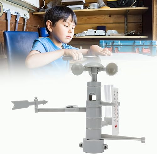 Miniatura 5 de Kit de estación meteorológica de bricolaje, juguetes de estación meteorológica, anemómetro de estación meteorológica de bricolaje para niños,