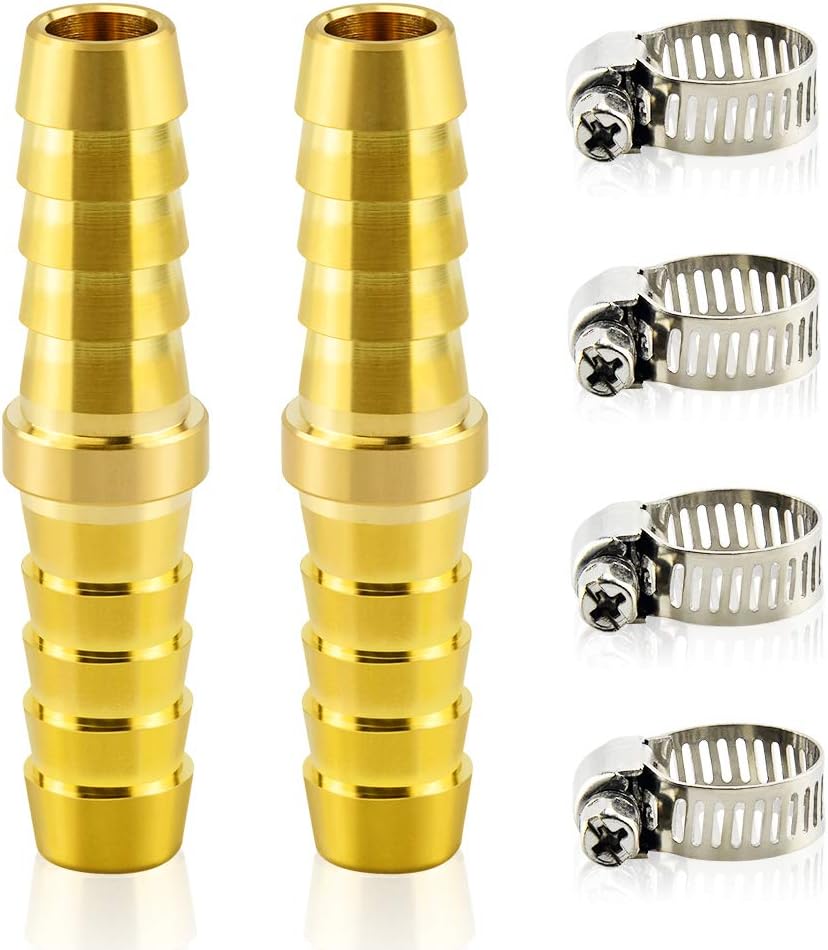 TAILONZ PNEUMATIC Union 1/2" Barbed x 1/2" Barbed Splicer Brass Hose Fitting Mender Joiner(Pack of 10)