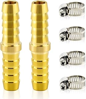 TAILONZ PNEUMATIC Union 3/8" Barbed x 3/8" Barbed Splicer Brass Hose Fitting Mender Joiner（Pack of 10）