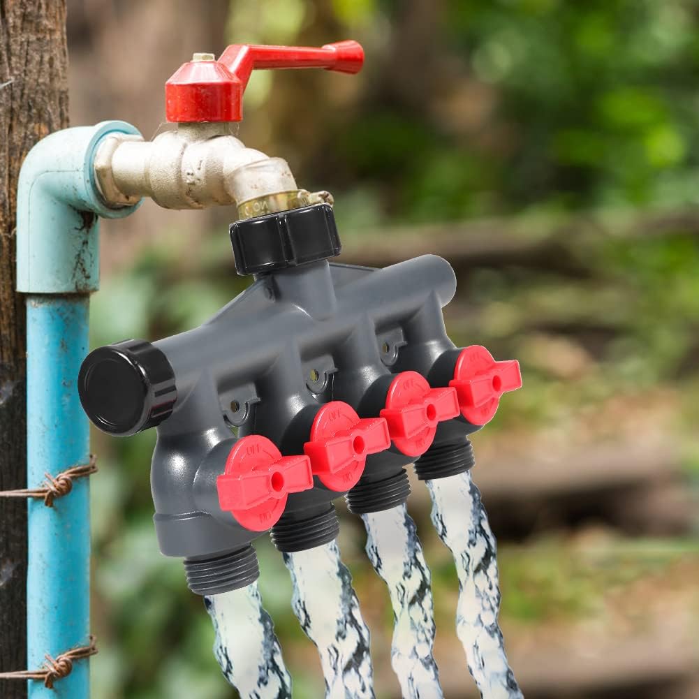Atyhao G3/4in Water Faucet Hose Valve, Garden Water Splitter Garden Hose Spigot Adapter Garden Hose Connector Tap for Gardening Irrigation(4-Way)