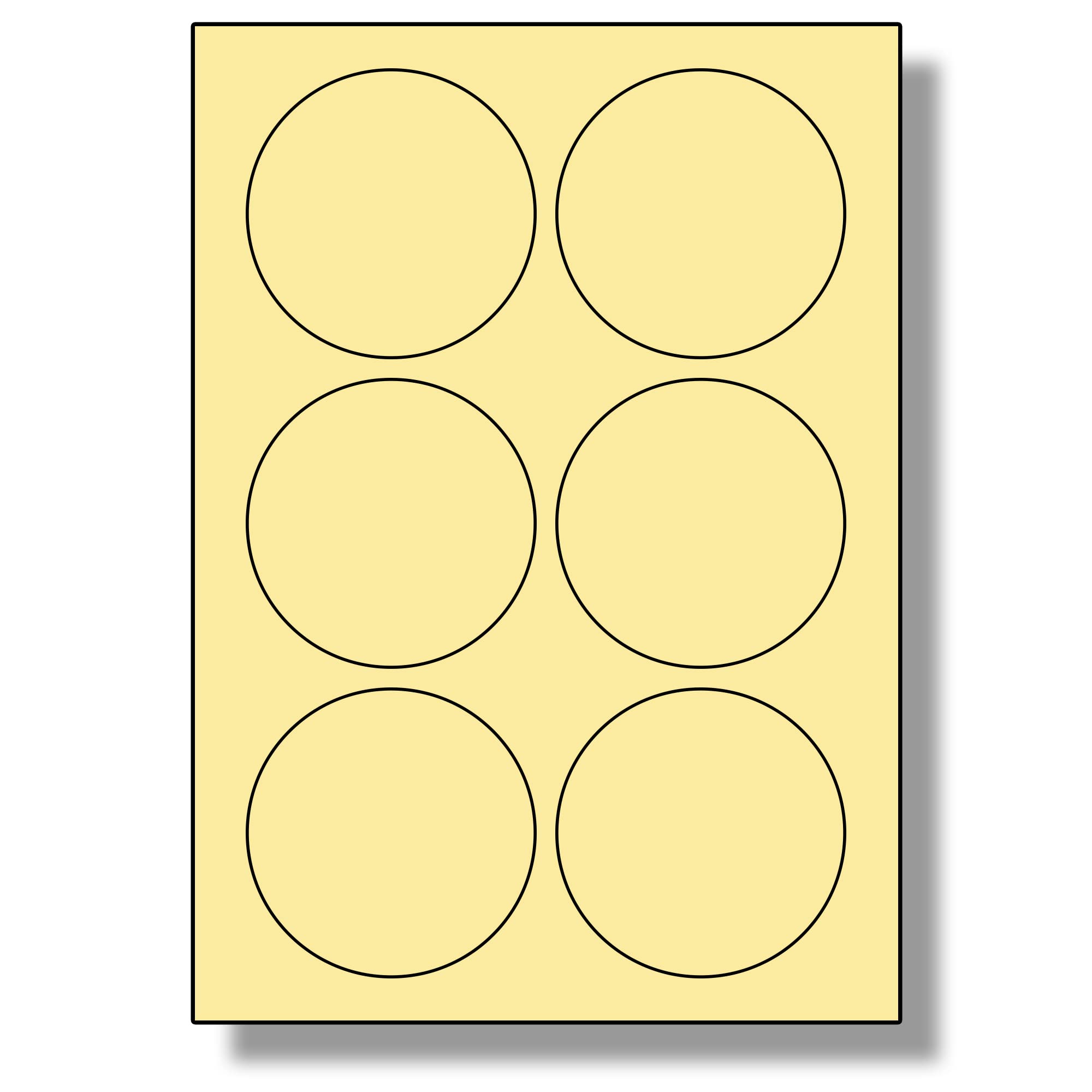 Label Planet® 6 Per Sheet, 5 Sheets (30 Round Cream Labels). Round Coloured Paper Labels, 88mm Diameter, LP6/88R C.