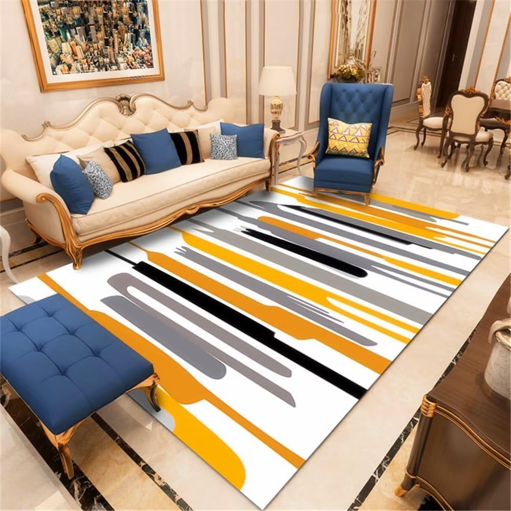Grand tapis orange de salon graffiti 200x300cm résistant pour grand intérieur