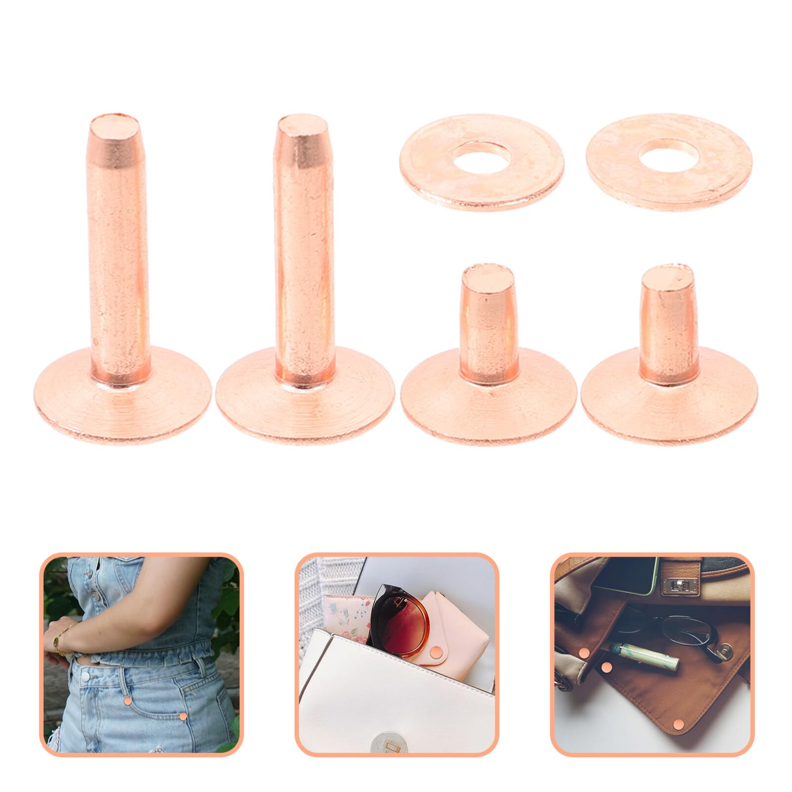SHINEOFI 154piezas Clavos De Cobre De Remaches Redondos Para Cuero Clavos Para Ropa Kit De Remaches Para Manualidades Uso Cinturones y Bolsos
