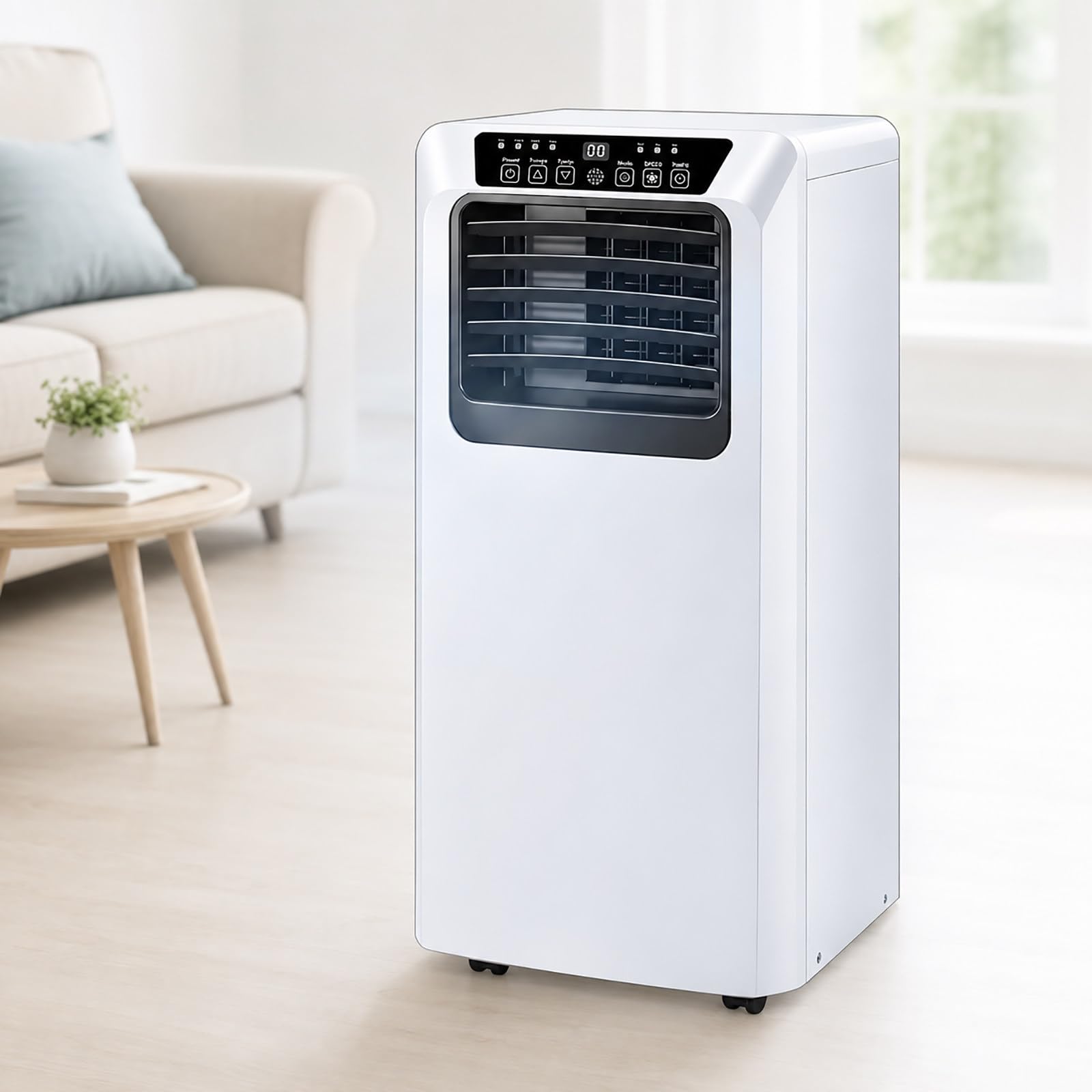 Przenośny klimatyzator 3 w 1, 9000 BTU – klimatyzator podłogowy do pomieszczeń o powierzchni do 20 m², z pilotem zdalnego sterowania (do sypialni i biura)