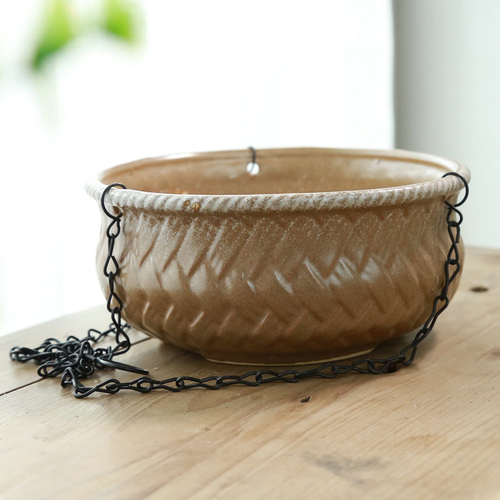 HASMI Jardiniere Balcon Porte-Plante en céramique Suspendue avec teneur en Corde Pot de Plante Suspendue for décor extérieur intérieur Pot Suspendu Plante Interieur