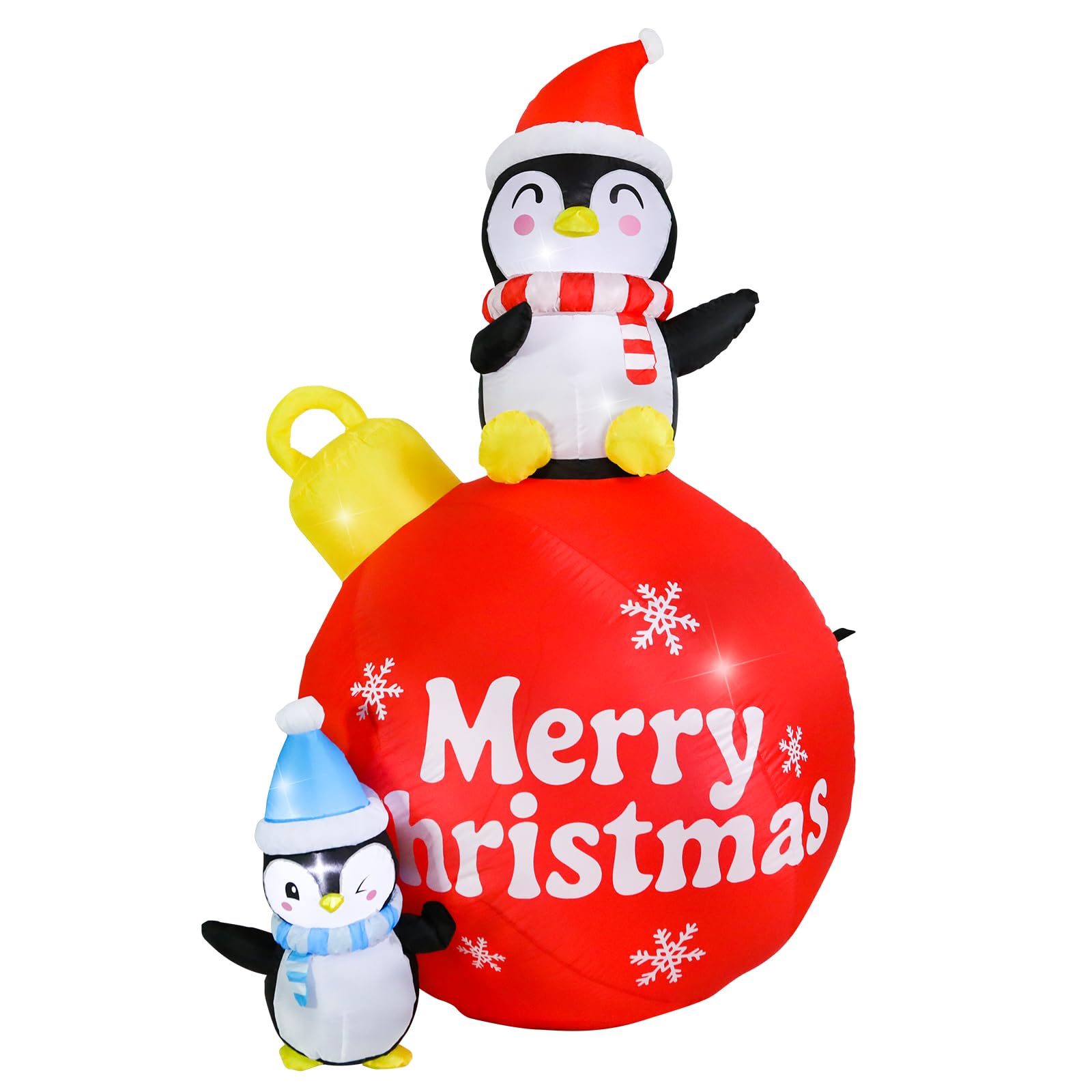 Vigdur Pingüino de Navidad inflable, decoración de bola de Navidad inflable de 6 pies con luces LED, decoración de pingüino de Navidad al aire libre para patio, jardín, césped, suministros de