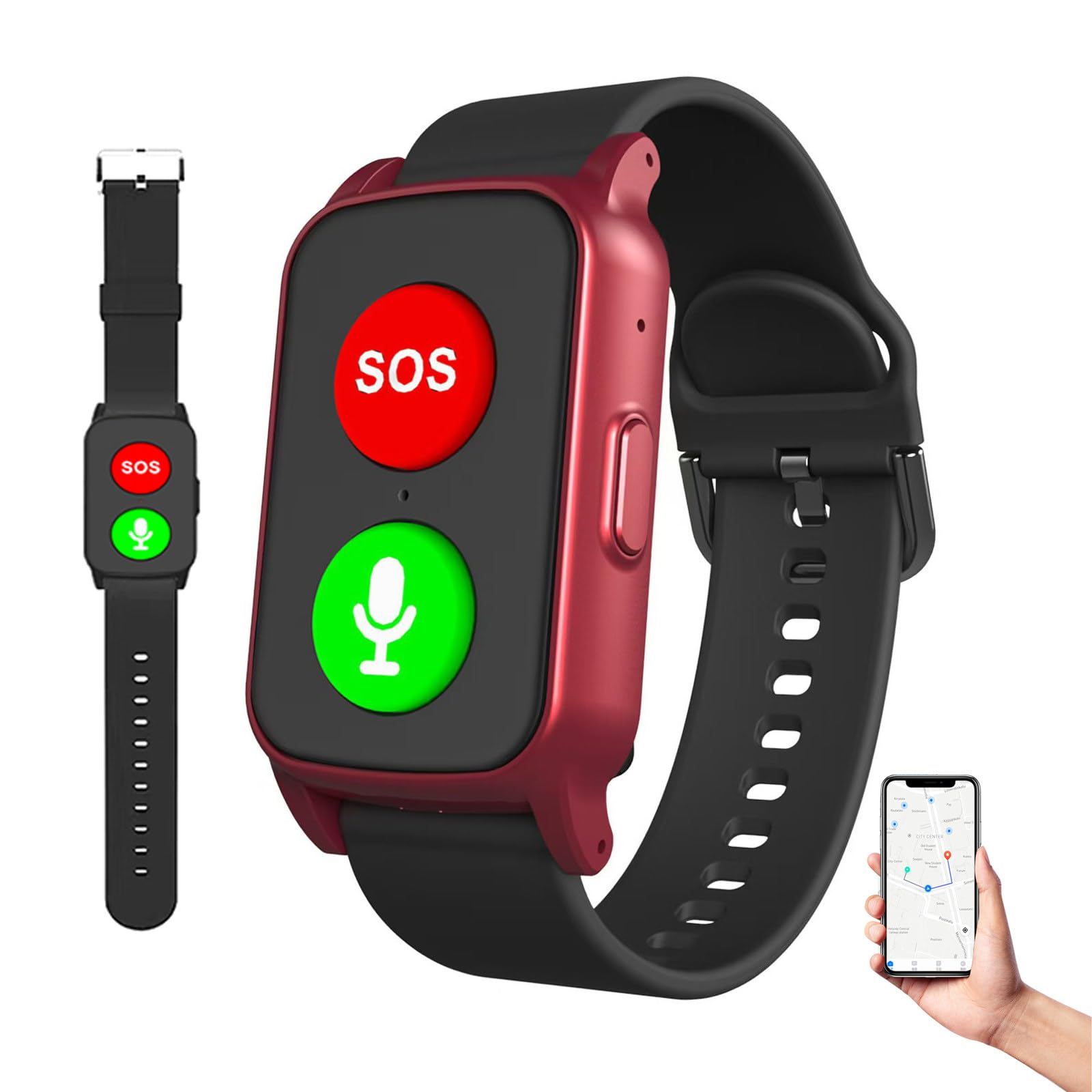 LRPMGZYoe Elderly Alarm Reminder Personal Smart Watch GPS Tracker Red