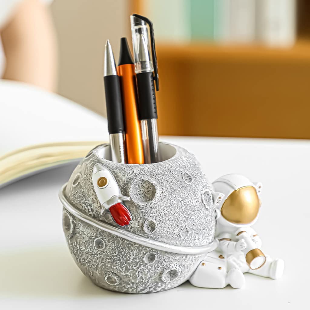 Stifthalter für den Schreibtisch, Desktop-Stifthalter aus Kunstharz in Roségold und Lila(A-rose Gold)
