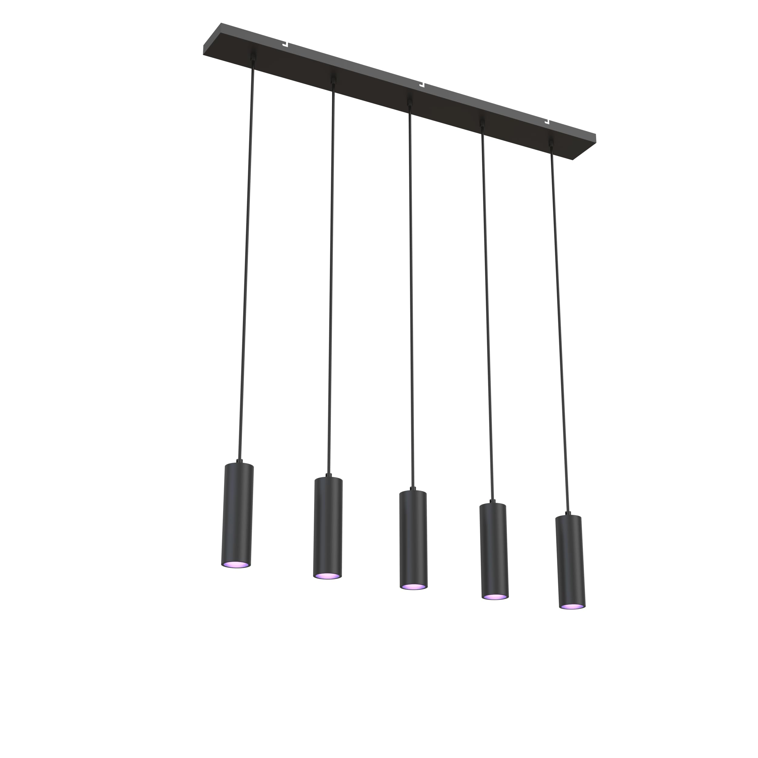 Calex Black - Smart Pendant Light, 5-Light, Ceiling Light Gu10 Holder, App-Controlled, Compatible With Amazon Alexa, Adjustable Height Fixture, Matt