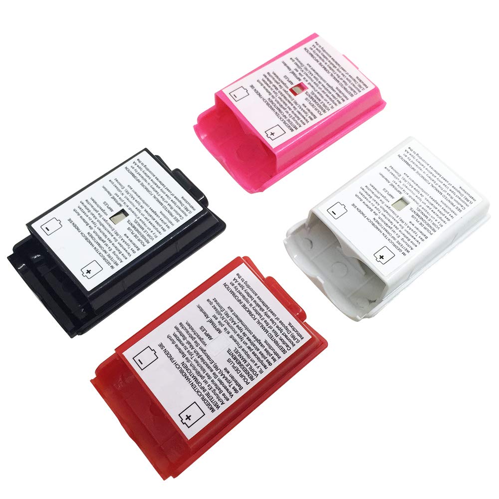Funda Shell de 4 Piezas para batería AFUNTA para el Controlador inalámbrico Xbox 360-4 Colores (Negro, Blanco, Rojo, Rosa)