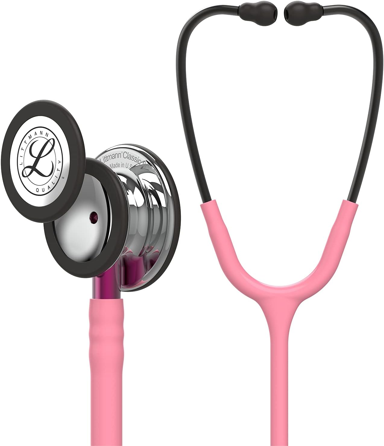 3M Littmann Classic III Monitoring Stethoscope, Mirror Chestpiece, Pearl Pink Tube, Pink Stem and Smoke Headset, 27 inch, 5962
