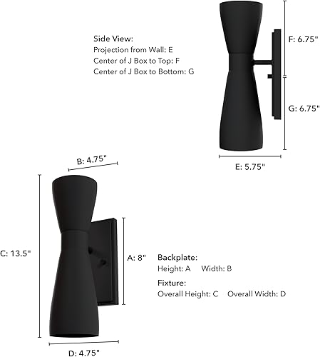Miniatura 6 de Hunter Fan Company, 19826, Zola Flat Matte Black 2 lámparas de pared