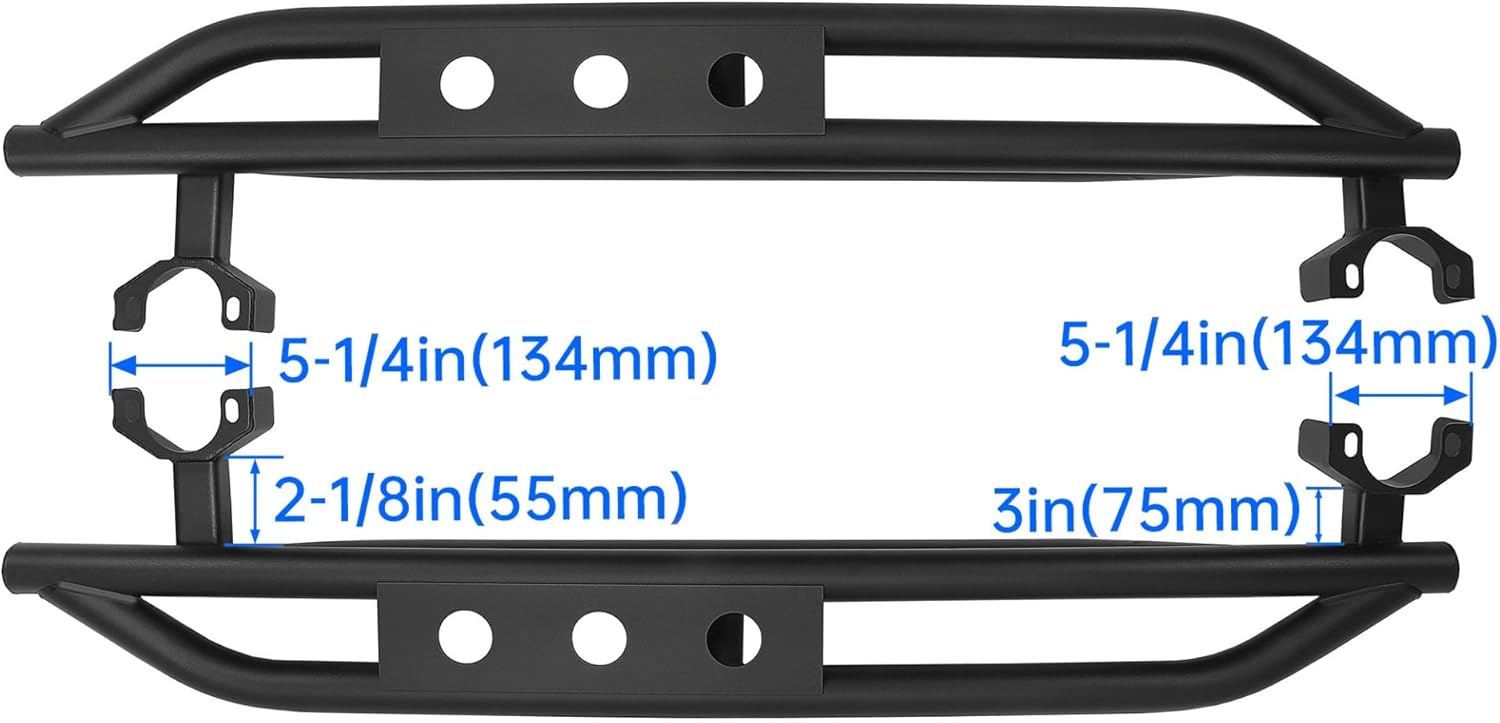 54" Running Board Side Step Armor Compatible with 2007-2018 Jeep Wrangler JK 2Door Tubular Step Plates Rock Sliders Nerf Bars Rocker Guard Sliders Rails Steel