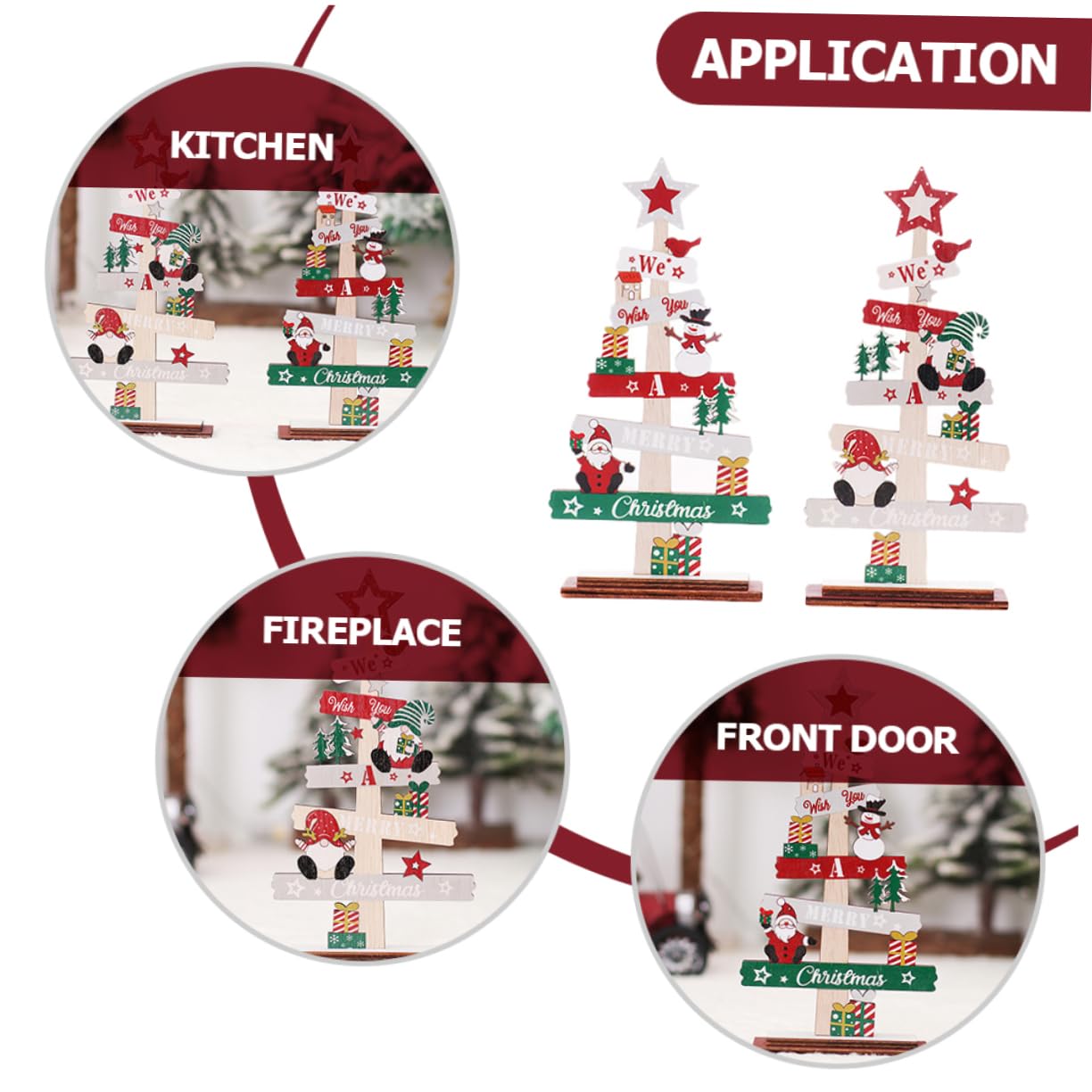 Cabilock 8 Piezas Adornos para arboles de Navidad Decoración de Mesa de Aniversario Decor for Table Centro de Mesa navideño artesanías de Madera de Navidad árbol de Navidad de Madera